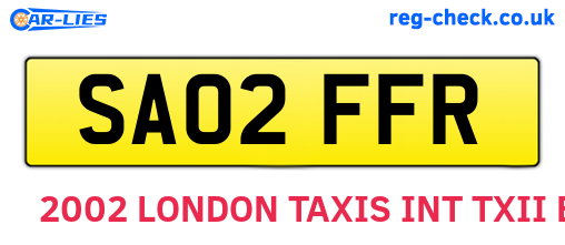 SA02FFR are the vehicle registration plates.