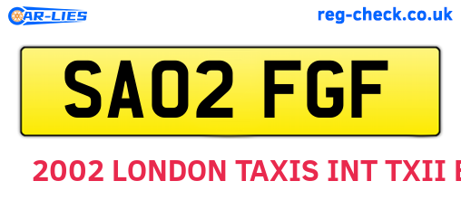 SA02FGF are the vehicle registration plates.