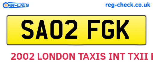SA02FGK are the vehicle registration plates.
