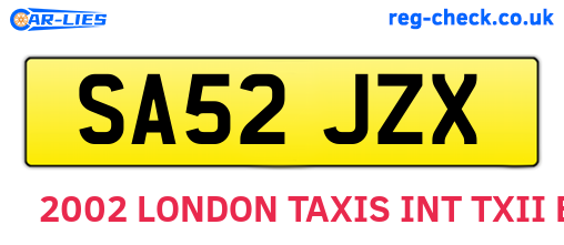 SA52JZX are the vehicle registration plates.