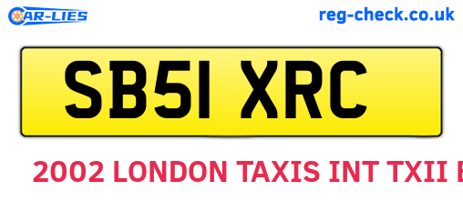 SB51XRC are the vehicle registration plates.