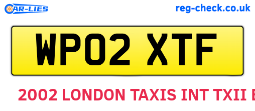 WP02XTF are the vehicle registration plates.