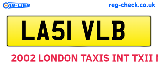 LA51VLB are the vehicle registration plates.