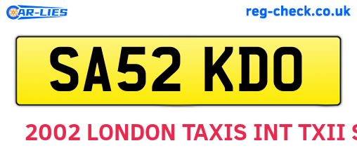 SA52KDO are the vehicle registration plates.