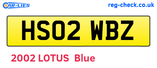 HS02WBZ are the vehicle registration plates.