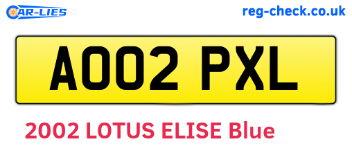 AO02PXL are the vehicle registration plates.