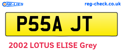 P55AJT are the vehicle registration plates.