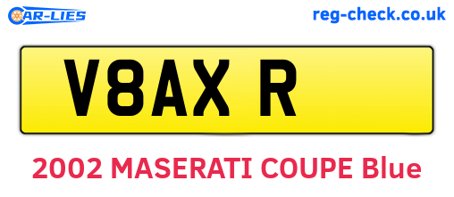 V8AXR are the vehicle registration plates.