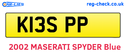 K13SPP are the vehicle registration plates.