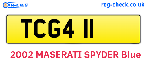 TCG411 are the vehicle registration plates.