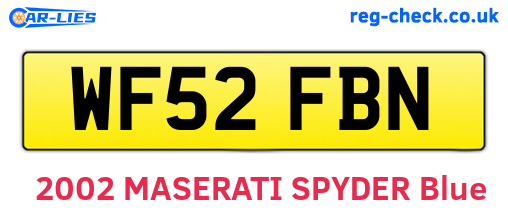 WF52FBN are the vehicle registration plates.