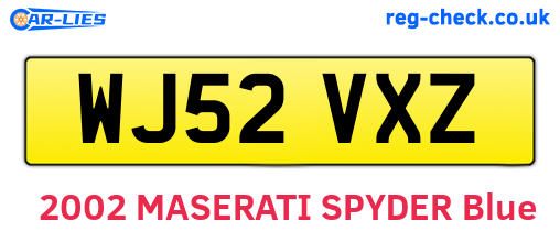 WJ52VXZ are the vehicle registration plates.