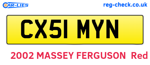 CX51MYN are the vehicle registration plates.