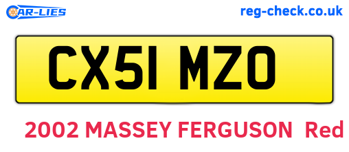 CX51MZO are the vehicle registration plates.