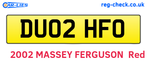 DU02HFO are the vehicle registration plates.