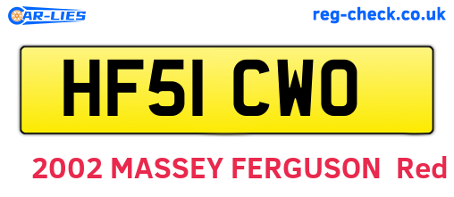 HF51CWO are the vehicle registration plates.