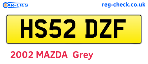 HS52DZF are the vehicle registration plates.
