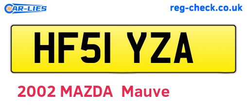 HF51YZA are the vehicle registration plates.