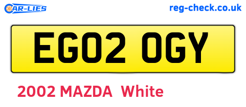 EG02OGY are the vehicle registration plates.