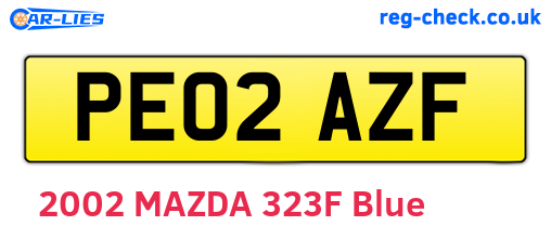 PE02AZF are the vehicle registration plates.