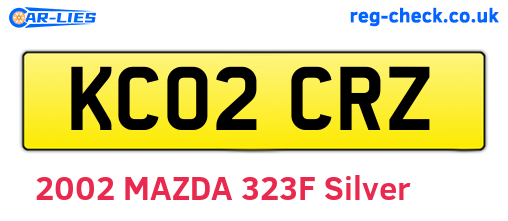 KC02CRZ are the vehicle registration plates.