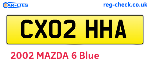 CX02HHA are the vehicle registration plates.