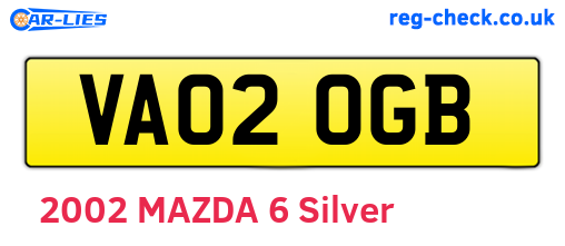 VA02OGB are the vehicle registration plates.