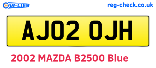 AJ02OJH are the vehicle registration plates.