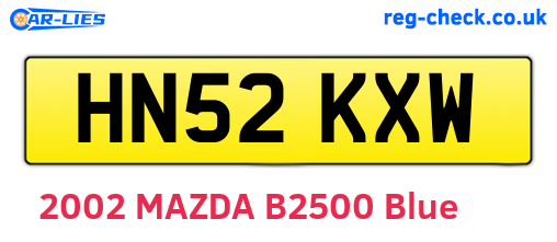 HN52KXW are the vehicle registration plates.