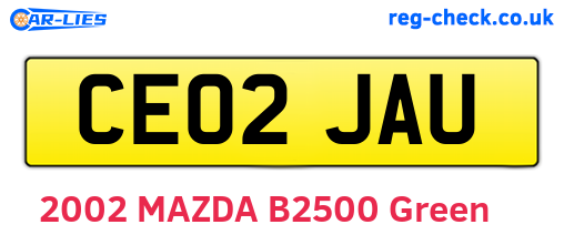 CE02JAU are the vehicle registration plates.