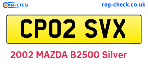 CP02SVX are the vehicle registration plates.