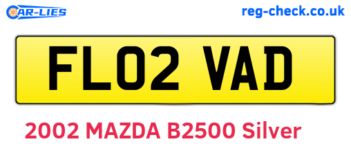 FL02VAD are the vehicle registration plates.