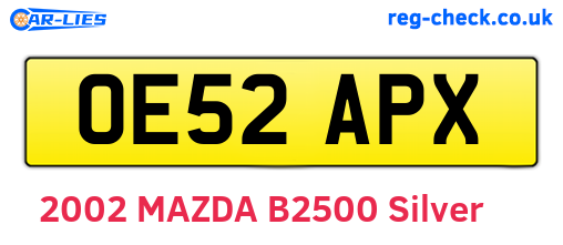 OE52APX are the vehicle registration plates.