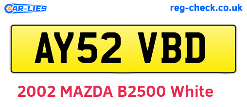 AY52VBD are the vehicle registration plates.