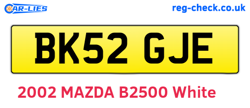 BK52GJE are the vehicle registration plates.