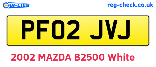PF02JVJ are the vehicle registration plates.
