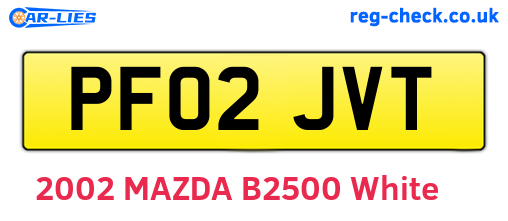 PF02JVT are the vehicle registration plates.