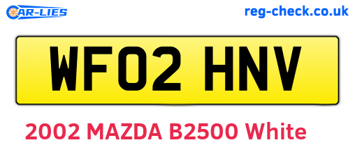 WF02HNV are the vehicle registration plates.