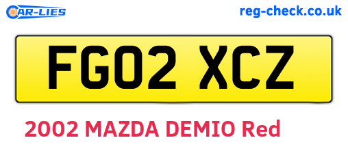 FG02XCZ are the vehicle registration plates.