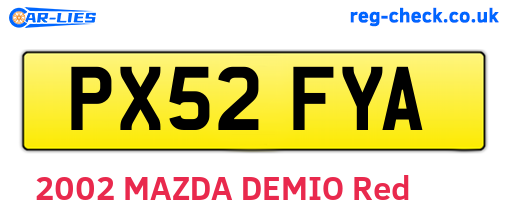 PX52FYA are the vehicle registration plates.