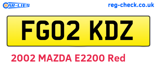 FG02KDZ are the vehicle registration plates.