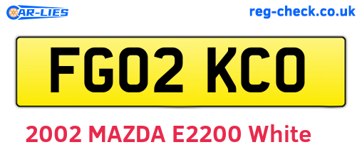 FG02KCO are the vehicle registration plates.