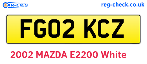 FG02KCZ are the vehicle registration plates.