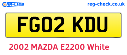 FG02KDU are the vehicle registration plates.