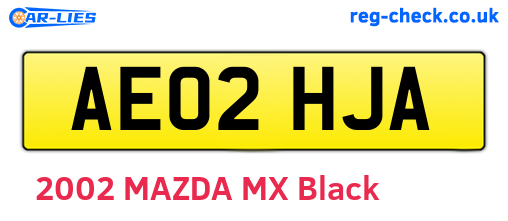AE02HJA are the vehicle registration plates.