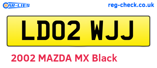 LD02WJJ are the vehicle registration plates.