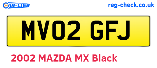 MV02GFJ are the vehicle registration plates.