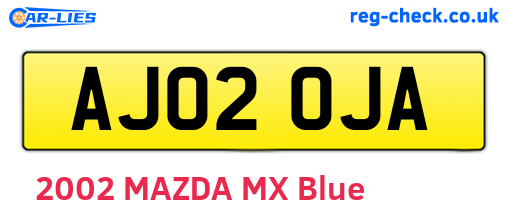 AJ02OJA are the vehicle registration plates.