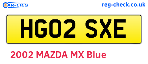 HG02SXE are the vehicle registration plates.