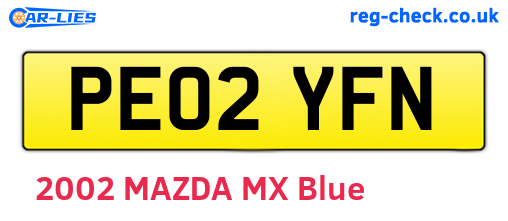 PE02YFN are the vehicle registration plates.